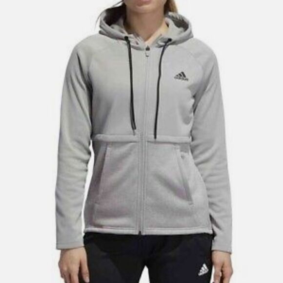 Womens Adidas Team Issue Lifestyle Full-zip Hooded Grey Jacket Size Small - Picture 1 of 15